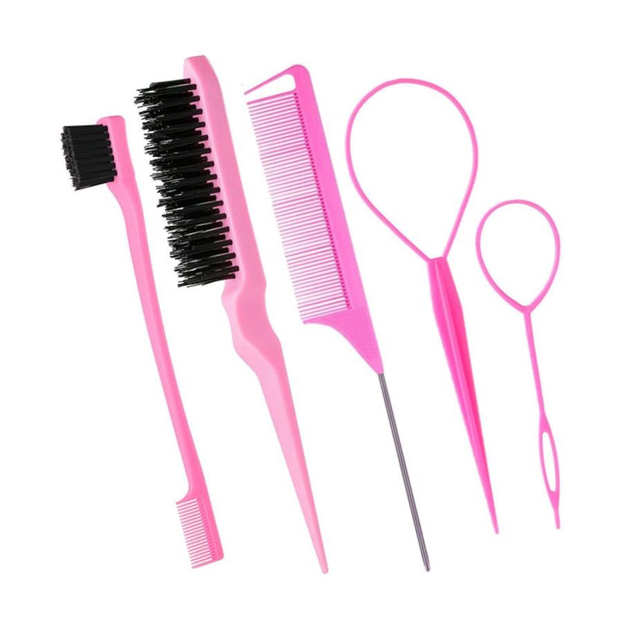 Nevenka 5Pcs Slick Back Hair Brush Set with Edge Brush Rat Tail Comb Bristle Comb Fluffy End Comb
