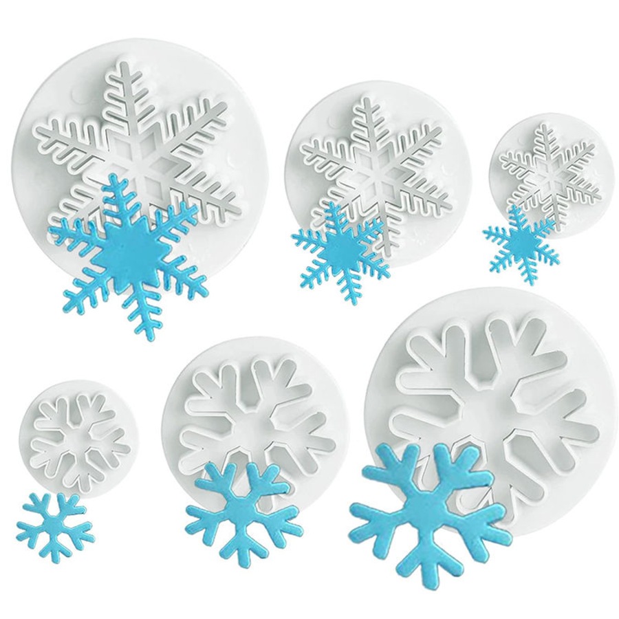 Nevenka 6 Pcs Snowflake Cookie Cutters Decorating Fondant Embossing Tool