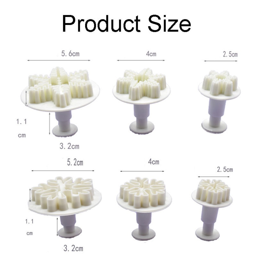 Nevenka 6 Pcs Snowflake Cookie Cutters Decorating Fondant Embossing Tool