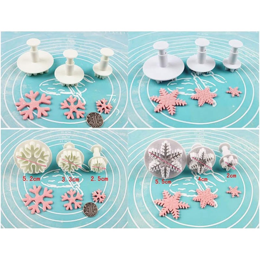 Nevenka 6 Pcs Snowflake Cookie Cutters Decorating Fondant Embossing Tool