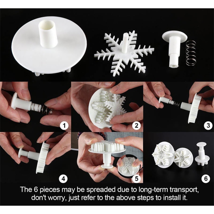 Nevenka 6 Pcs Snowflake Cookie Cutters Decorating Fondant Embossing Tool