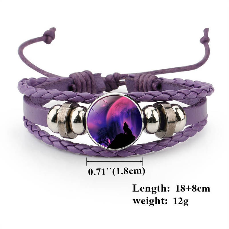 Purple leather online bracelet