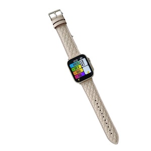 Nevenka Apple Watch Rhombus Leather Strap for iWatch Ultra Series 8 SE 7 6 5 4 3 2 1-Apricot