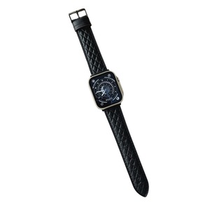 Nevenka Apple Watch Rhombus Leather Strap for iWatch Ultra Series 8 SE 7 6 5 4 3 2 1-Black