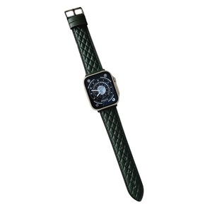 Nevenka Apple Watch Rhombus Leather Strap for iWatch Ultra Series 8 SE 7 6 5 4 3 2 1-DarkGreen