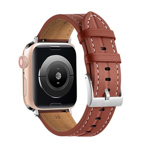 Nevenka Apple Watch Strap Leather Groove for iWatch Ultra Series 8 SE 7 6 5 4 3 2 1-Brown