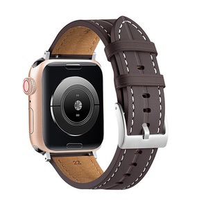 Nevenka Apple Watch Strap Leather Groove for iWatch Ultra Series 8 SE 7 6 5 4 3 2 1-Coffee