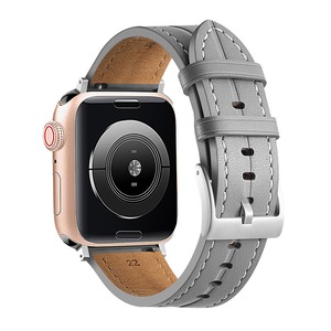 Nevenka Apple Watch Strap Leather Groove for iWatch Ultra Series 8 SE 7 6 5 4 3 2 1-NebulaAsh