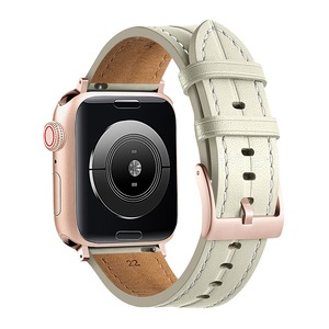 Nevenka Apple Watch Strap Leather Groove for iWatch Ultra Series 8 SE 7 6 5 4 3 2 1-OffWhite