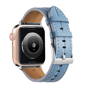 Nevenka Apple Watch Strap Leather Groove for iWatch Ultra Series 8 SE 7 6 5 4 3 2 1-PremiumBlue