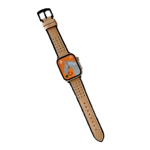 Nevenka Apple Watch Strap Oil Leather for iWatch Ultra Series 8 SE 7 6 5 4 3 2 1-Apricot