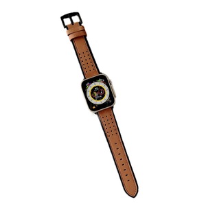 Nevenka Apple Watch Strap Oil Leather for iWatch Ultra Series 8 SE 7 6 5 4 3 2 1-Brown