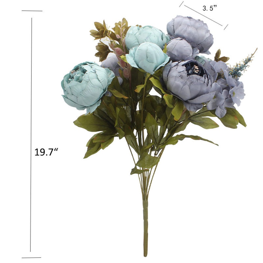 Nevenka Artificial Peony Silk Flowers Vintage Fake Flowers for Wedding Home Decoration-AutumnBlue