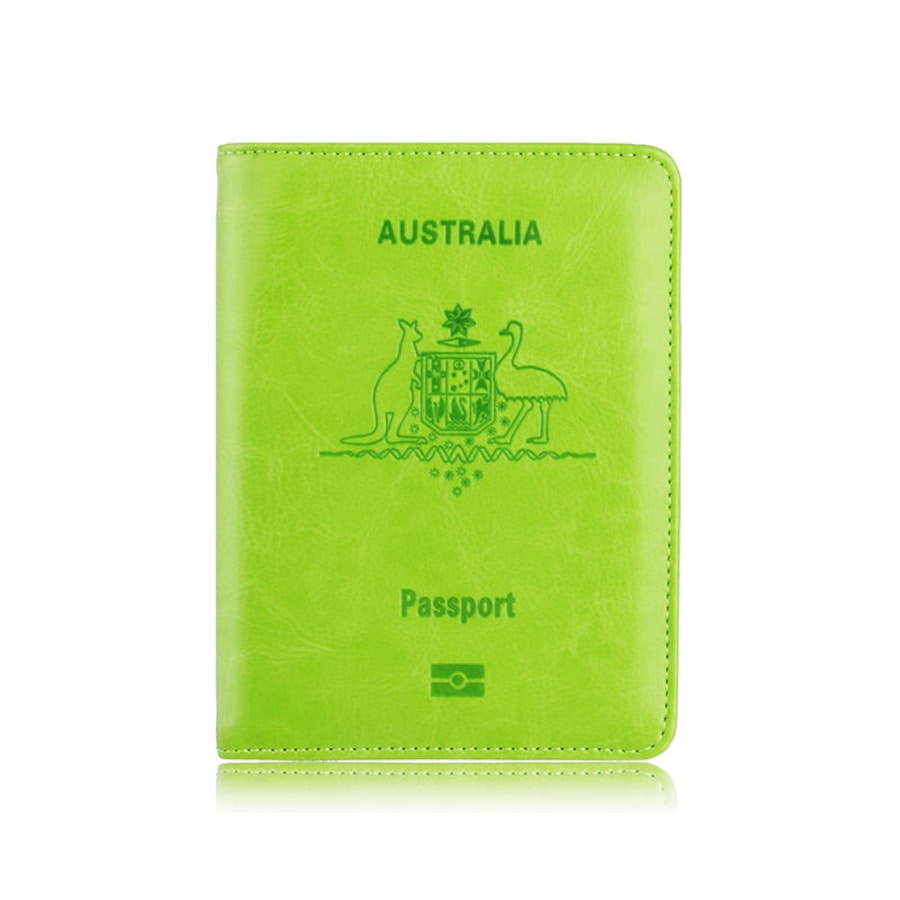 Nevenka Australia Passport Holder RFID Blocking PU Leather with Card Slots-Green