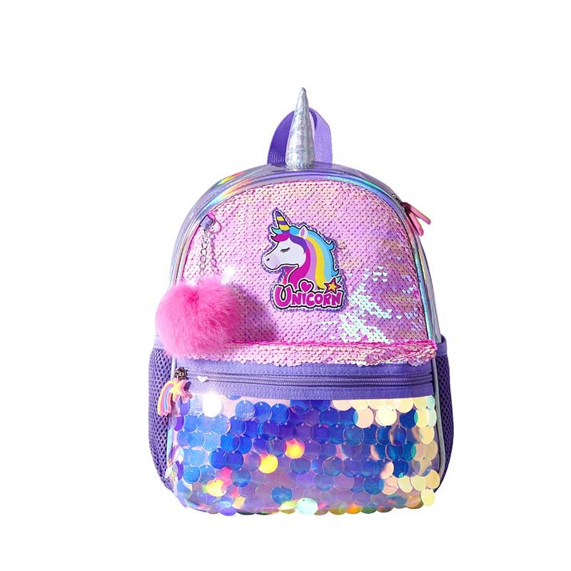 Nevenka Backpack for Girls Unicorn Sequined Desgin Twinkle Sequin Bag Purple