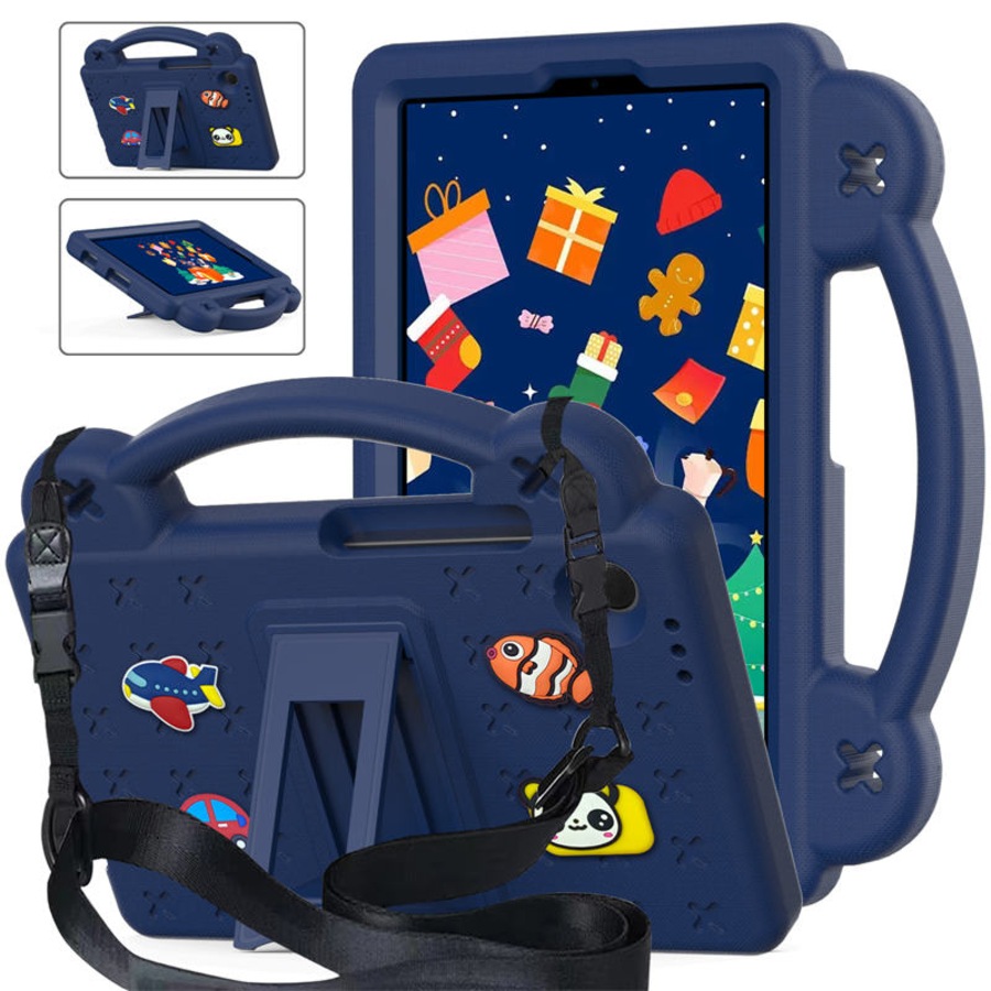 Nevenka Bear Rugged Tablet Case with Stand and Shoulder Strap for Samsung Galaxy Tab A9 X115 8.7 Inch-Navy Blue