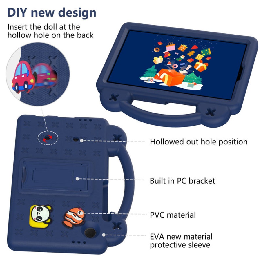 Nevenka Bear Rugged Tablet Case with Stand and Shoulder Strap for Samsung Galaxy Tab A9 X115 8.7 Inch-Navy Blue