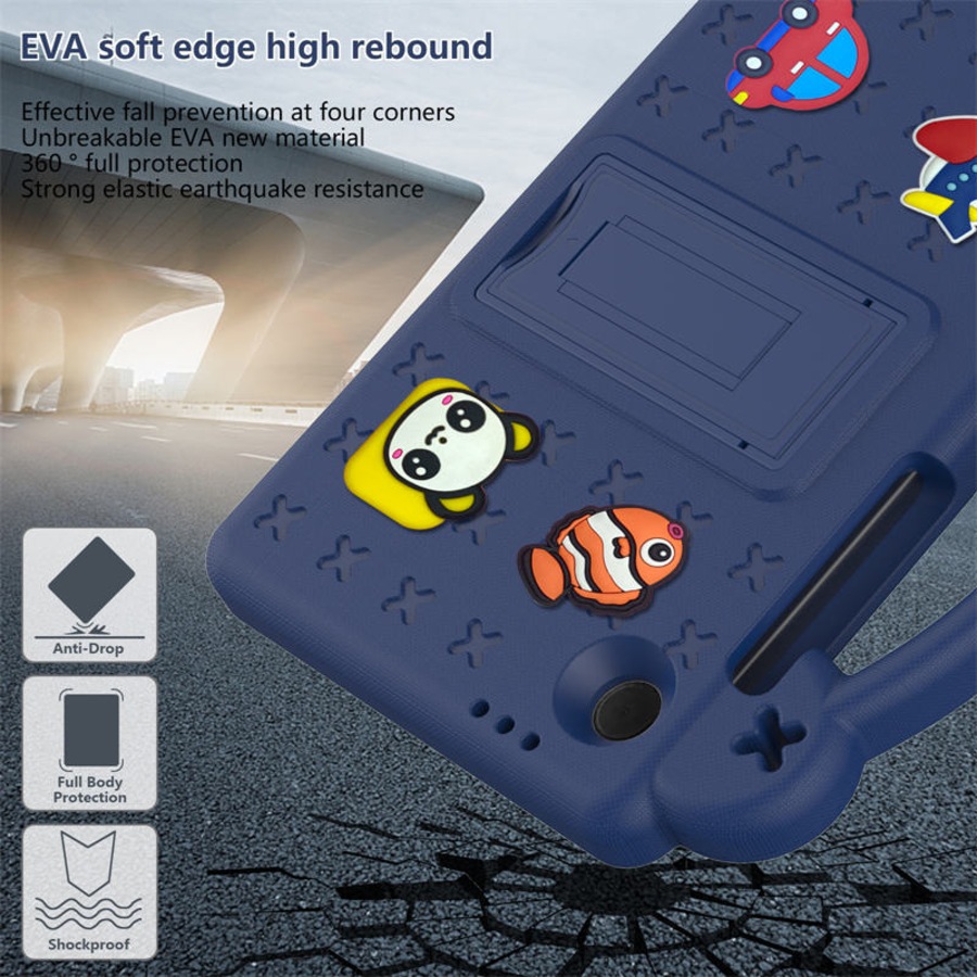 Nevenka Bear Rugged Tablet Case with Stand and Shoulder Strap for Samsung Galaxy Tab A9 X115 8.7 Inch-Navy Blue