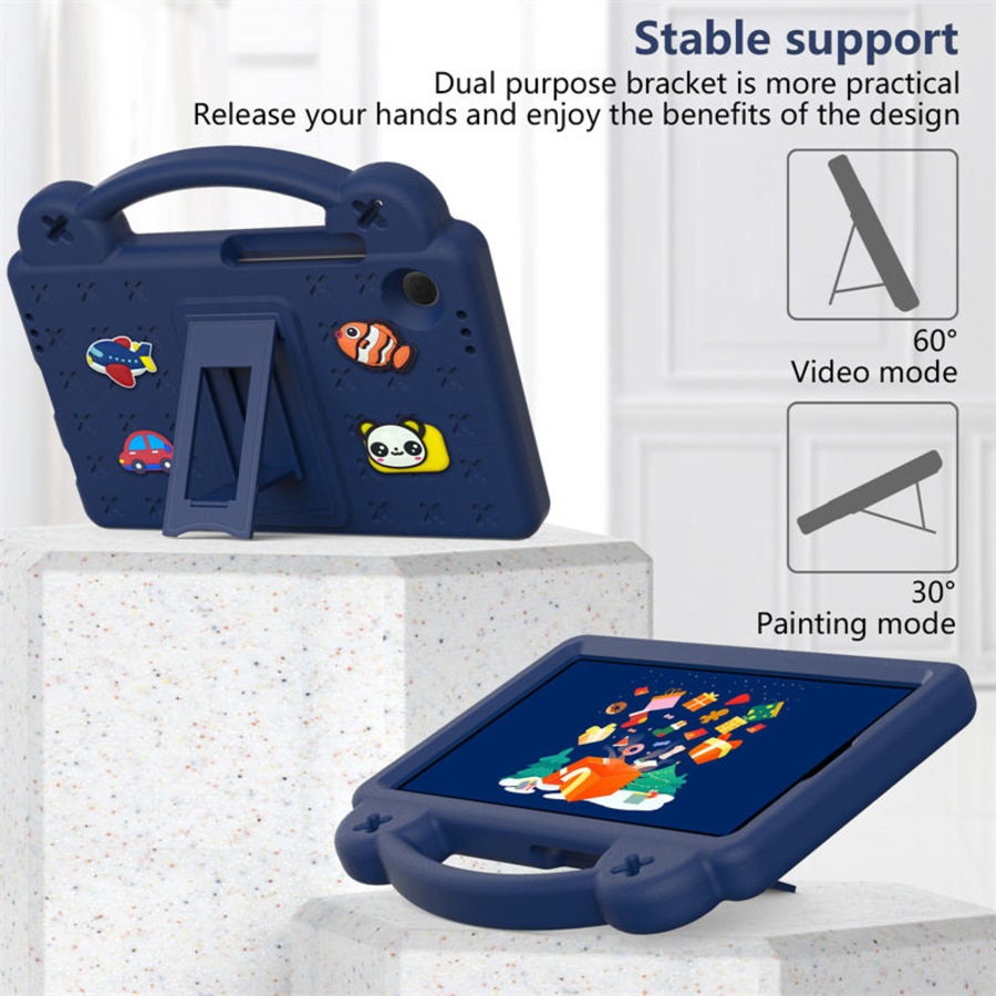 Nevenka Bear Rugged Tablet Case with Stand and Shoulder Strap for Samsung Galaxy Tab A9 X115 8.7 Inch-Navy Blue