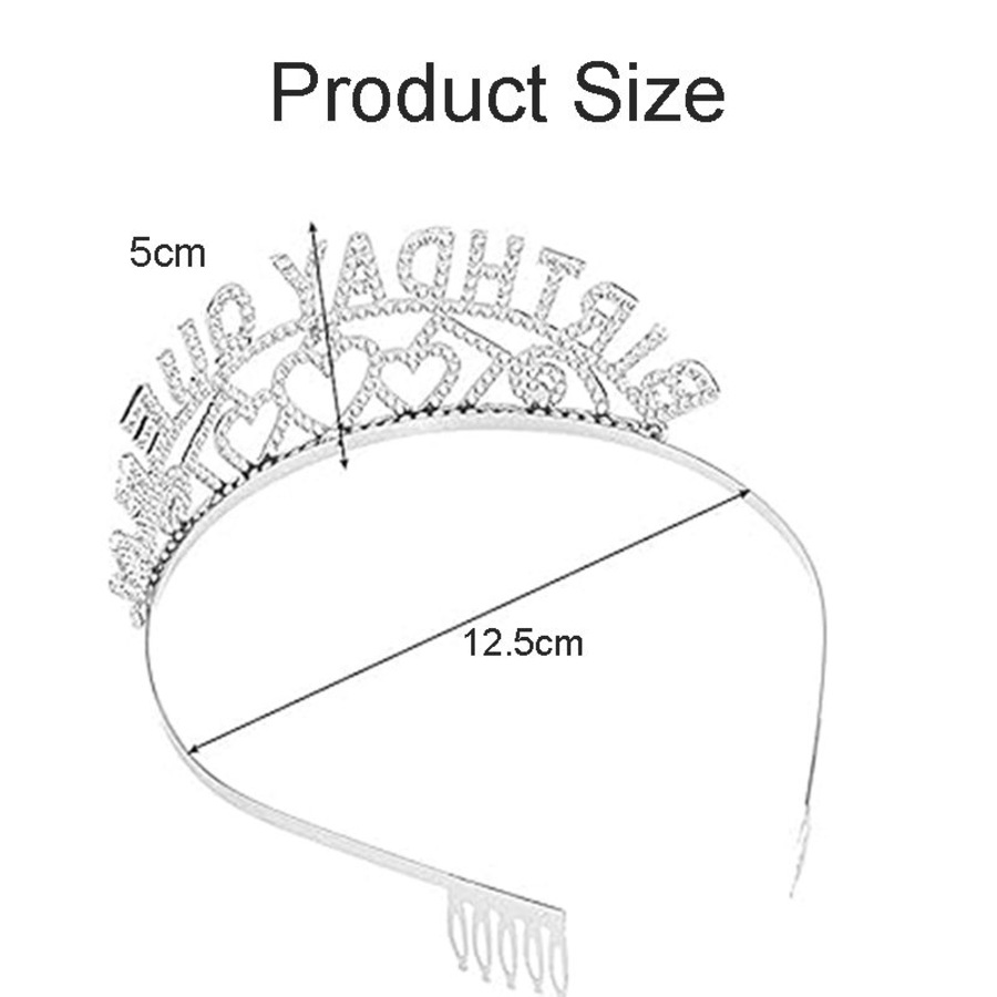 Nevenka Birthday Crowns & Sash Kit Women Rhinestone Tiara for Party Prom-SetE