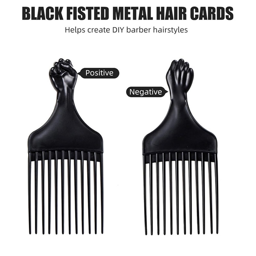 Nevenka Black Afro Comb Hair Pick for Curly Hair Detangle Wig Braid Hair Styling Comb