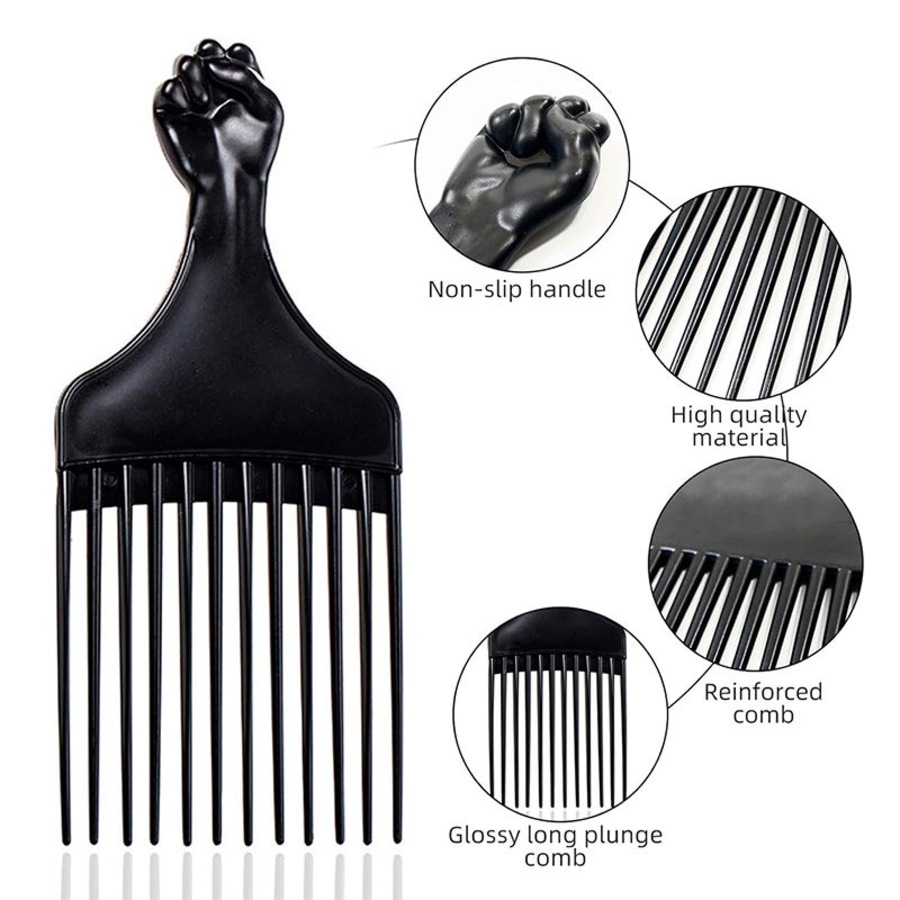 Nevenka Black Afro Comb Hair Pick for Curly Hair Detangle Wig Braid Hair Styling Comb