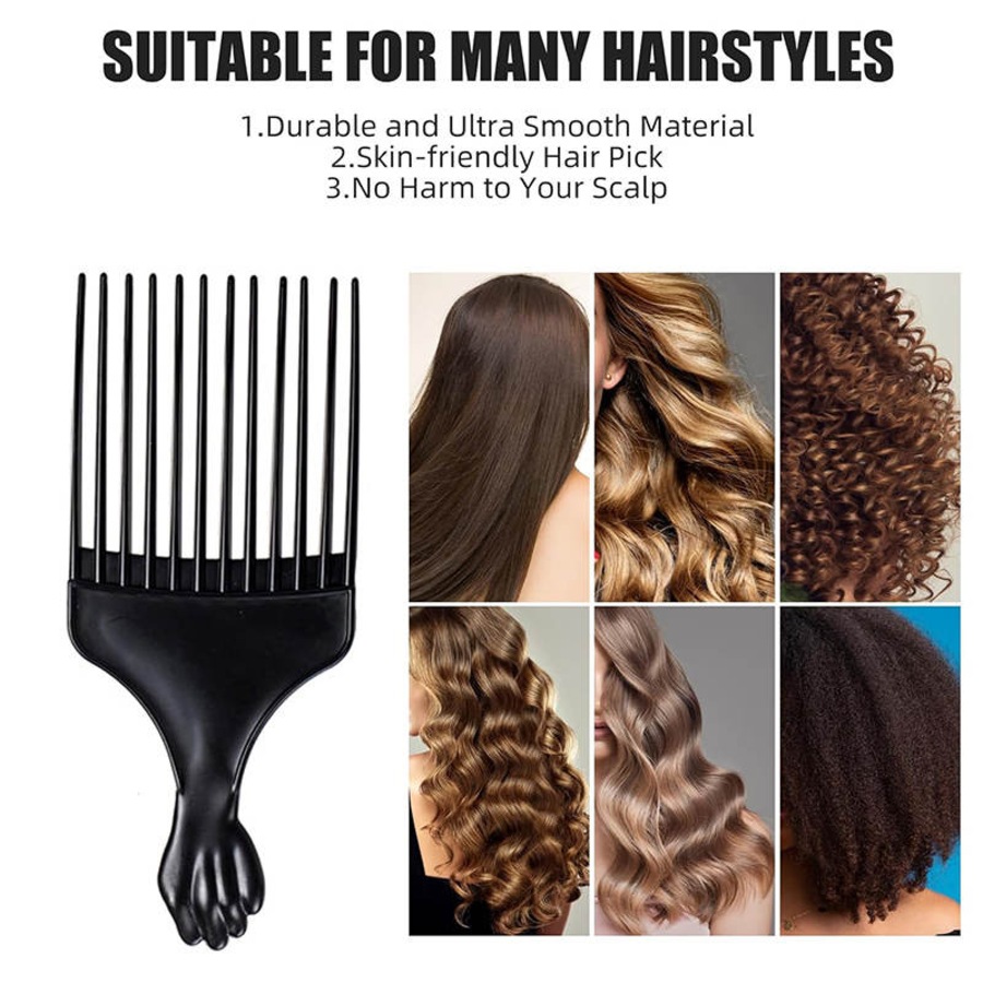 Nevenka Black Afro Comb Hair Pick for Curly Hair Detangle Wig Braid Hair Styling Comb