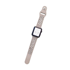 Nevenka Breathable Leather Watch Band for iWatch Series SE 7/6/5/4/3/2/1-ApricotBlack