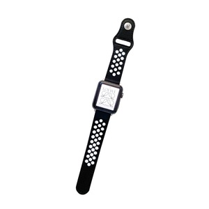 Nevenka Breathable Leather Watch Band for iWatch Series SE 7/6/5/4/3/2/1-BlackWhite