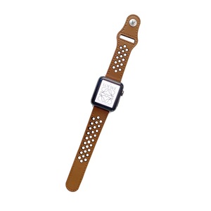 Nevenka Breathable Leather Watch Band for iWatch Series SE 7/6/5/4/3/2/1-BrownBlack