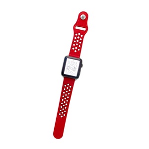 Nevenka Breathable Leather Watch Band for iWatch Series SE 7/6/5/4/3/2/1-RedBlack