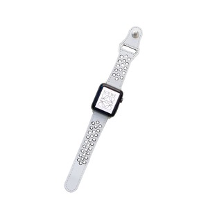 Nevenka Breathable Leather Watch Band for iWatch Series SE 7/6/5/4/3/2/1-WhiteBlack