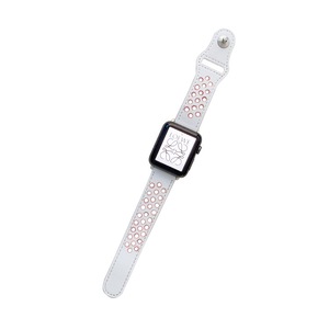 Nevenka Breathable Leather Watch Band for iWatch Series SE 7/6/5/4/3/2/1-WhitePink