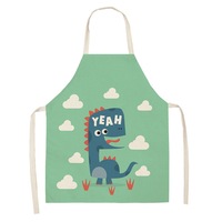 Nevenka Cartoon Dinosaur Linen Apron For Cooking Baking Crafting-A1