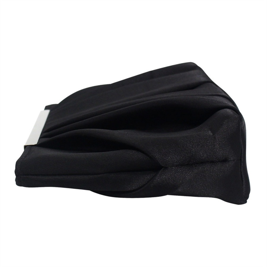 Nevenka Clutch Evening Bag Elegant Pleated Satin Simple Classy Purse-Black