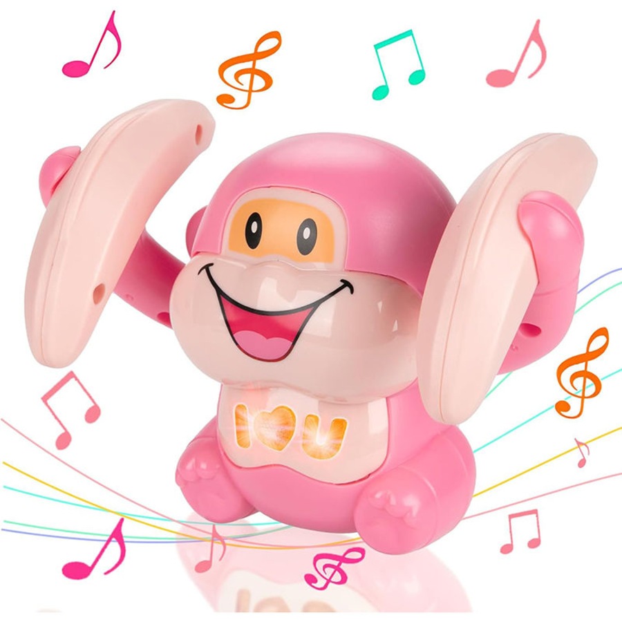 Nevenka Crawling Monkey Interactive Toys for Baby with Light & Music-Pink