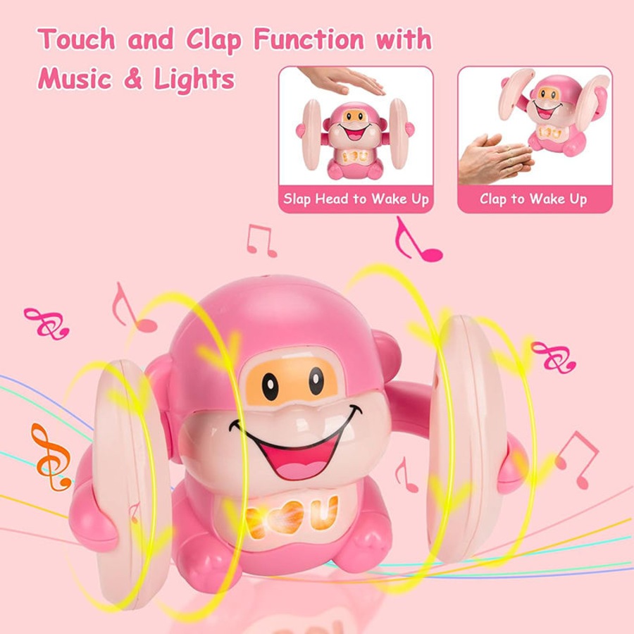 Nevenka Crawling Monkey Interactive Toys for Baby with Light & Music-Pink