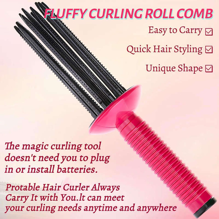 Nevenka Curly Hair Styler Tool for Home Salon Use Fluffy Curling Roll Comb