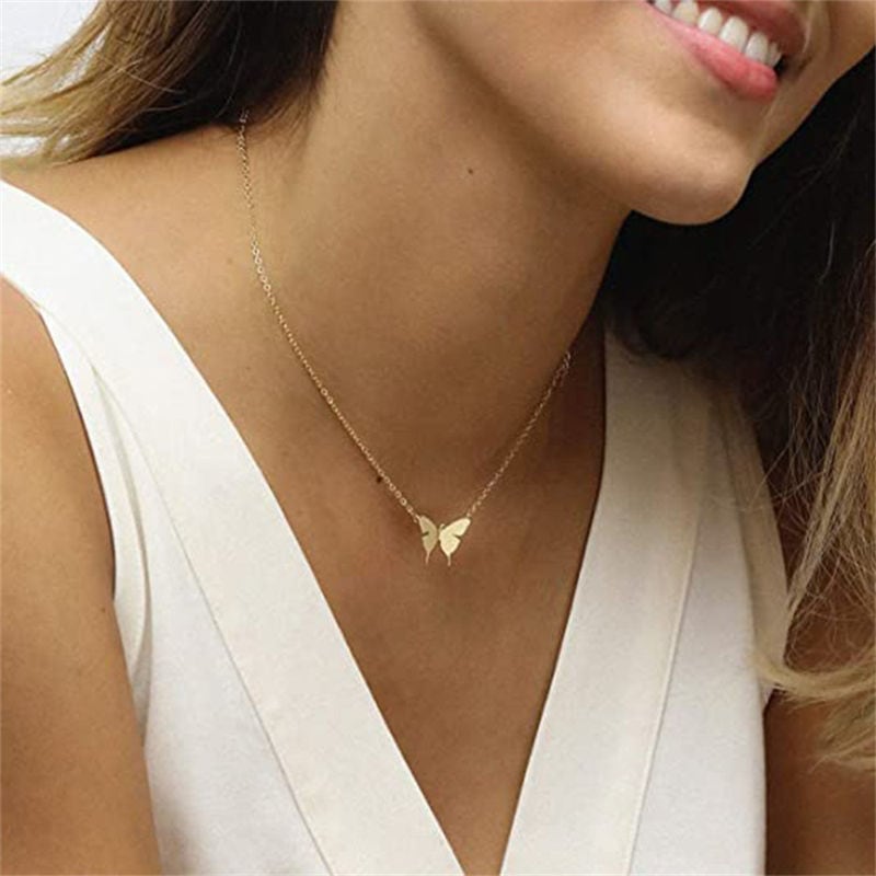 Dainty gold butterfly deals necklace