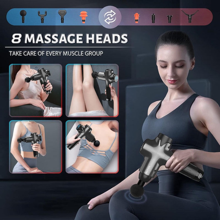 Nevenka Deep Tissue Massage Gun 7 Speeds & 8 Heads Quiet for Athletes-Silver