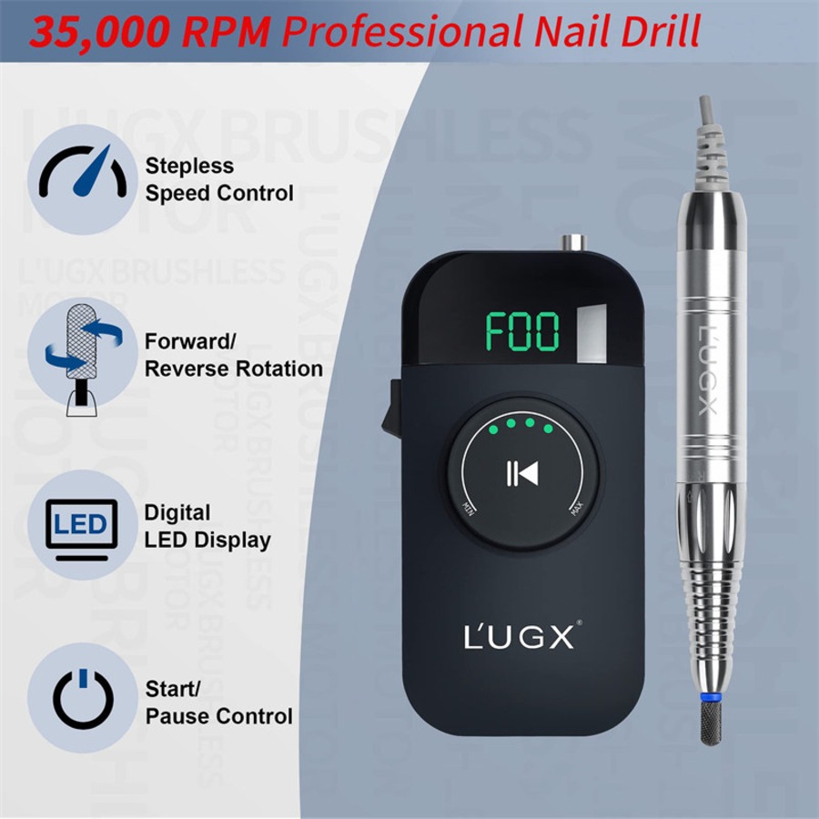 Nevenka Electric Nail Drill Machine Brushless 35000RPM Cordless Nail Efile with 8Pcs Nail Drill Bits