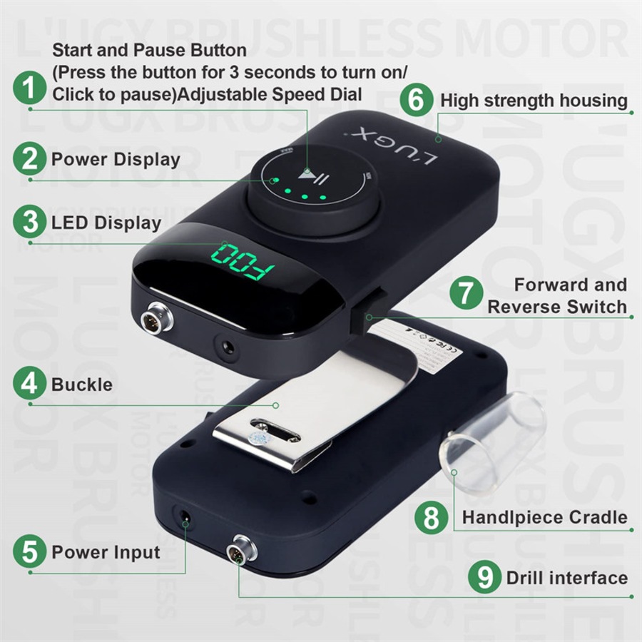 Nevenka Electric Nail Drill Machine Brushless 35000RPM Cordless Nail Efile with 8Pcs Nail Drill Bits