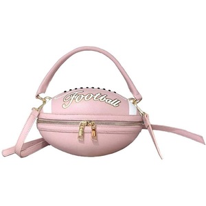 Nevenka Football Shaped Handbag For Women PU Leather Messenger Bag-Pink
