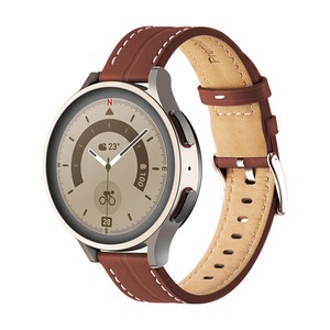 Nevenka Genuine Leather Watchband Groove for Galaxy Watch 42mm/Samsung Gear S3-Brown