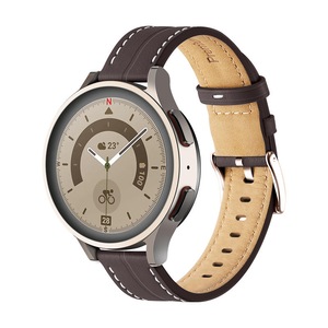 Nevenka Genuine Leather Watchband Groove for Galaxy Watch 42mm/Samsung Gear S3-Coffee