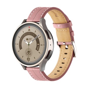 Nevenka Genuine Leather Watchband Groove for Galaxy Watch 42mm/Samsung Gear S3-DarkPink