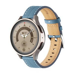 Nevenka Genuine Leather Watchband Groove for Galaxy Watch 42mm/Samsung Gear S3-PremiumBlue