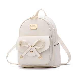 Nevenka Girls Bowknot Cute Leather Mini Backpack Purse for Women-White
