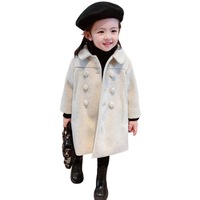 Nevenka Girls Dress Coat Kids Winter Warm Jacket Button Trench Long 2-7 Years-White
