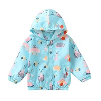 Nevenka Girls Rain Jackets Lightweight Hooded Cotton Raincoats Windbreakers for Kids-BlueBee